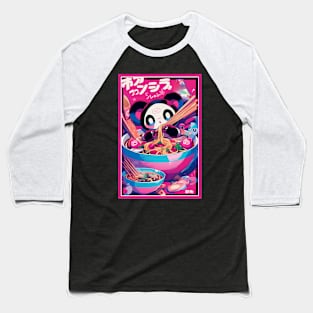 Anime Cute Panda eating Ramen | Cute Anime Panda Kawaii Design Baseball T-Shirt